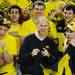 Michigan head coach John Beilein stands with members of the Maize Rage during a taping of ESPN's College Game Day at Crisler Arena on Saturday morning. Melanie Maxwell I AnnArbor.com